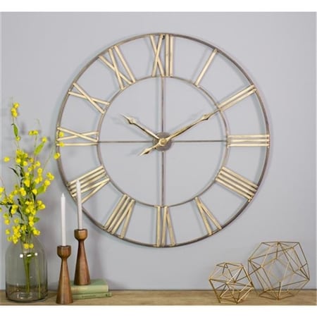 Aspire Home Accents Aspire Home Accents 6671 Bedford Round Metal Wall Clock; Brown 6671